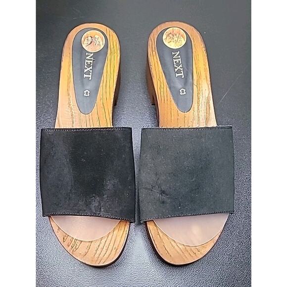 Next Black Suede Wooden Clogs Sandals – Women’s Size 9.5 Seychelles Style | VGUC - Picture 1 of 7